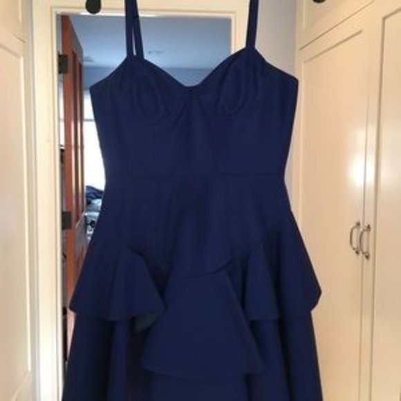 Rebecca Taylor Bustier Cobalt Blue Flounced Party Dress, sz 4 - Picture 8 of 8